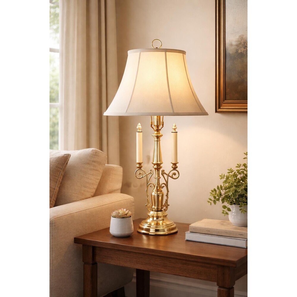 Vintage Brass French Rococo Louis XV Style Table Lamp, Candelabra Lamp No Shade